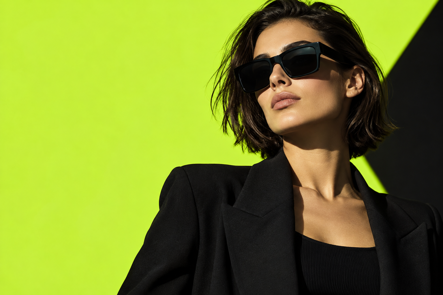 Modella con montatura nera Accessory Drop
